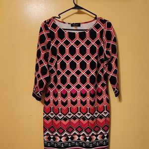 Nine West women's pink/black/white midi dress. Size 10
